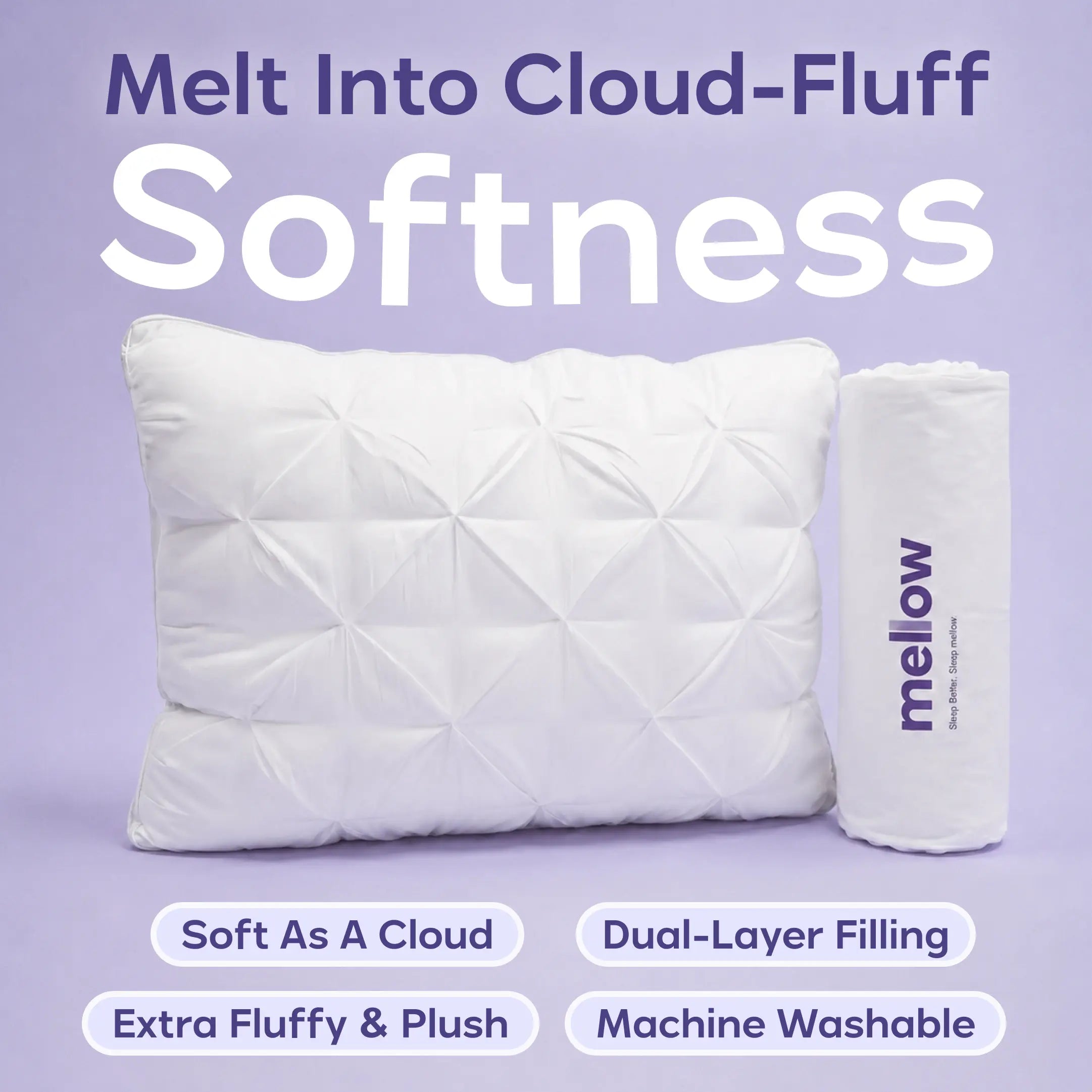 Mellow Sleep Ploof Pillow, Extra-Fluffy Bed Pillow