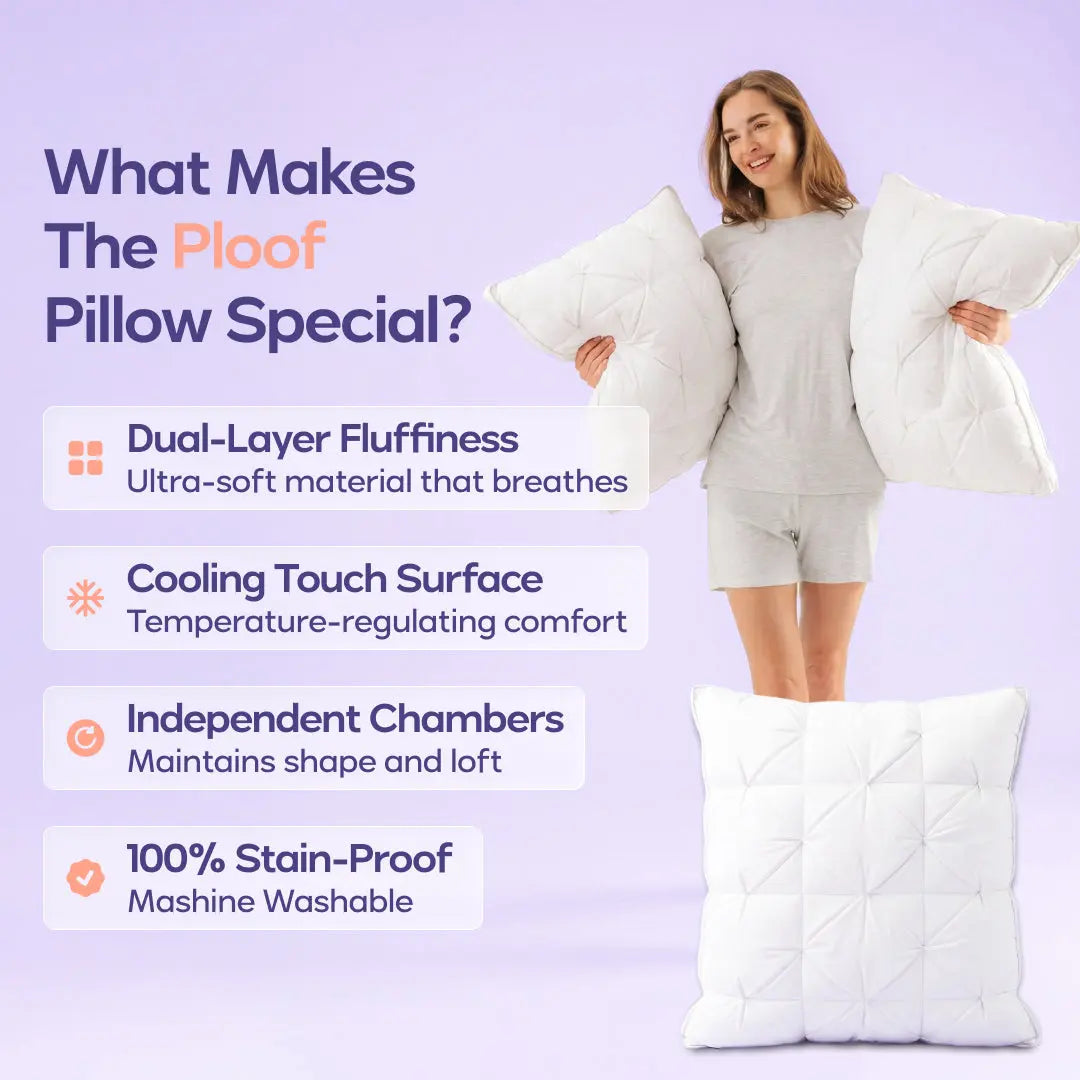 Mellow Sleep Ploof Pillow, Extra-Fluffy Bed Pillow