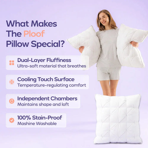 Mellow Sleep Ploof Pillow, Extra-Fluffy Bed Pillow